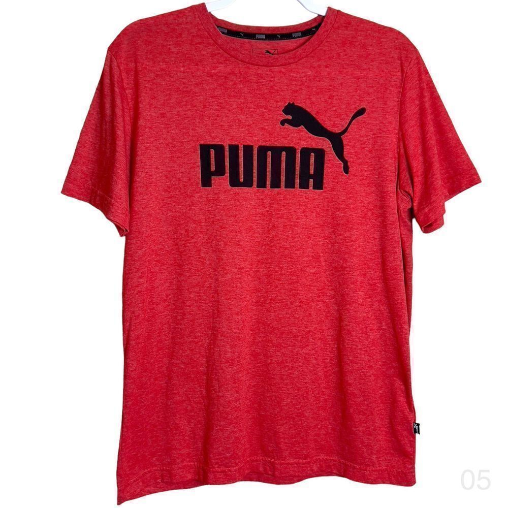 Puma logo mens medium red crewneck short sleeve t-shirt